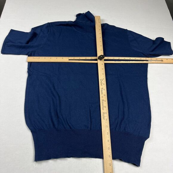 Daniel Hechter Womens Silk Blend Turtleneck Sweater Blue Short Sleeve Size 18 US - Picture 4 of 10